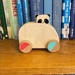 Adorable Wooden Panda Push Toy with Colorful Wheels